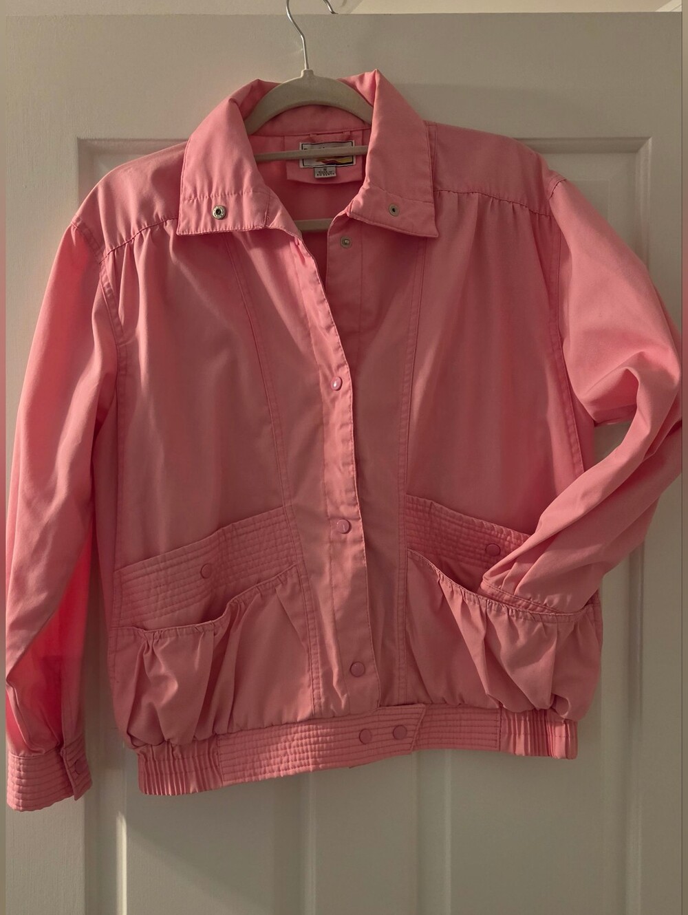 Vintage 80s Dawn Bubblegum Pink Lightweight Utility Bomber Jacket - Womens Small